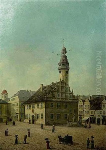 Blick Auf Den Marktplatz Eines Suddeutschen Stadtchens Oil Painting by Adolf Beyer