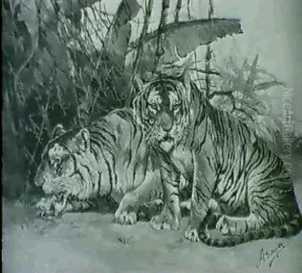 Tiger Oil Painting by Alfred Beyer