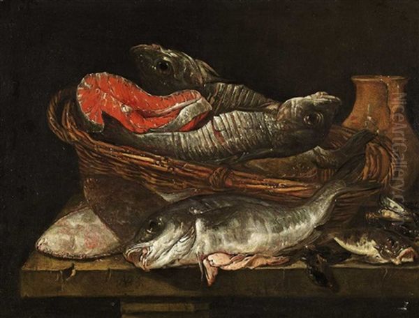 Fish Still Life Oil Painting by Abraham van Beyeren