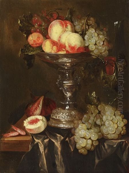 Still Life With Fruits In A Tazza Oil Painting by Abraham van Beyeren