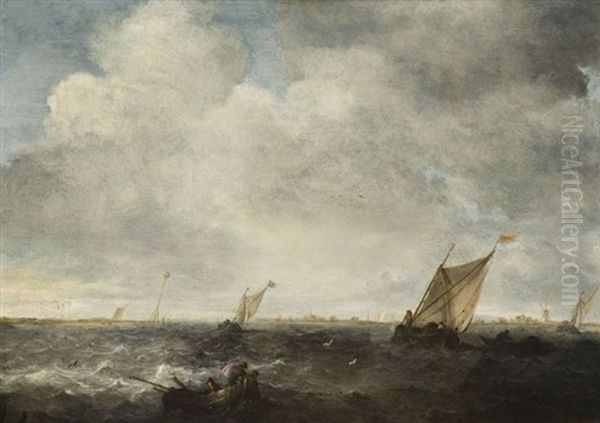 Marine Par Mer Agitee Oil Painting by Abraham van Beyeren