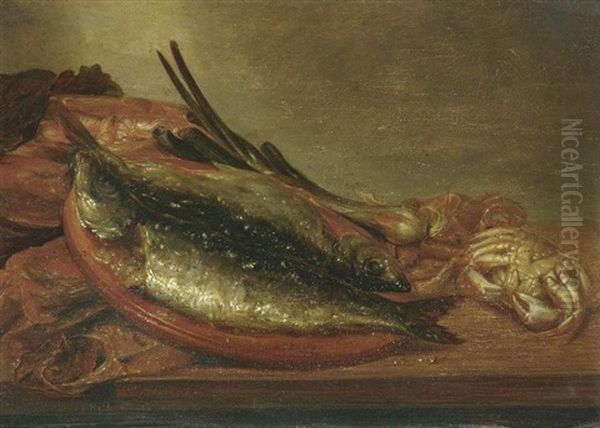 Stilleben Mit Fischen, Fluskrebsen Und Lauchgemuse Oil Painting by Abraham van Beyeren