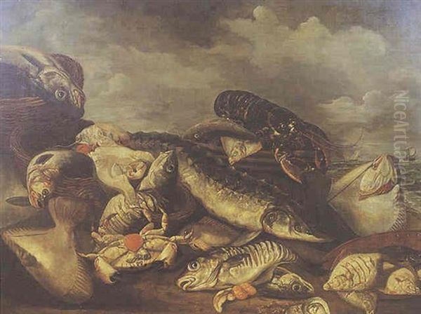 Nature Morte De Poissons Et Coquillages Oil Painting by Abraham van Beyeren