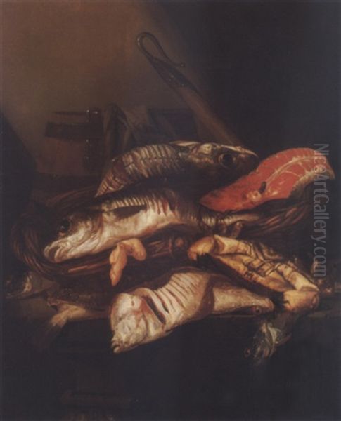 Still Life Of Fish On A Table Oil Painting by Abraham van Beyeren