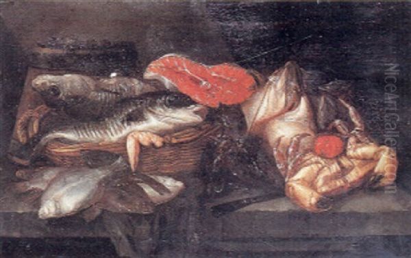 Nature Morte Med Fisk Oil Painting by Abraham van Beyeren