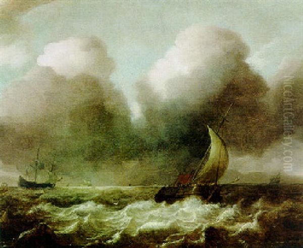 Schiffe Auf Bewegter See Oil Painting by Abraham van Beyeren