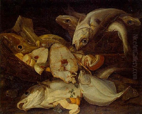 Nature Morte Aux Poissons Oil Painting by Abraham van Beyeren