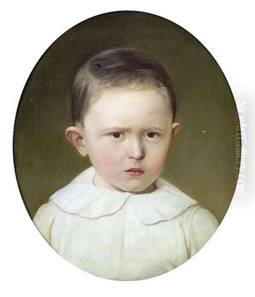 Portrait Des Karl Jakob Haulek Als Kind. Portrait Des Johann Haulek Als Kind (pair) Oil Painting by Ludwig Beyfuss