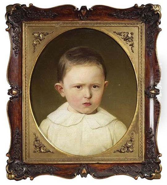 Portrait Des Karl Jakob Haulek Als Kind (+ Portrait Des Johann Haulek Als Kind; Pair) Oil Painting by Ludwig Beyfuss