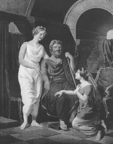 Thetis Bittet Hephaistos (vulkan) Um Waffen Fur Ihren Sohn Achilles Oil Painting by Ludwig Beyfuss