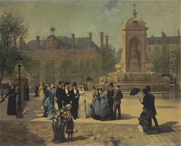 The Wedding Procession Oil Painting by Pierre-Marie Beyle