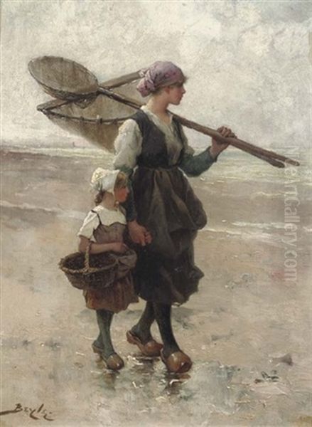 Sweet Shell-fishers Oil Painting by Pierre-Marie Beyle