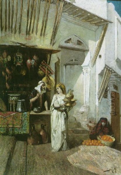 Un Bazar, A La Casbah Alger Oil Painting by Pierre-Marie Beyle