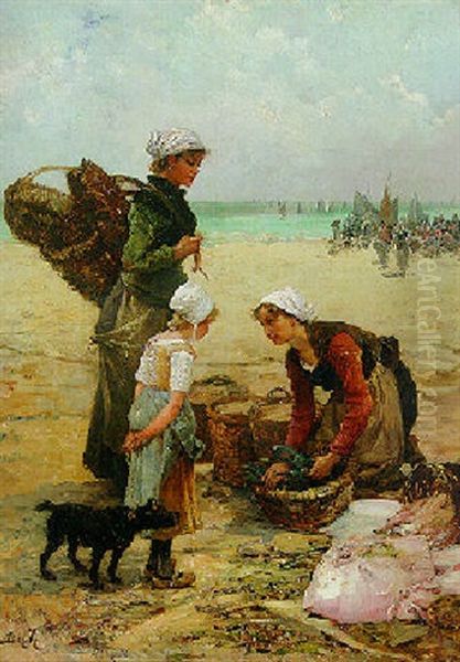 A Day's Catch Oil Painting by Pierre-Marie Beyle