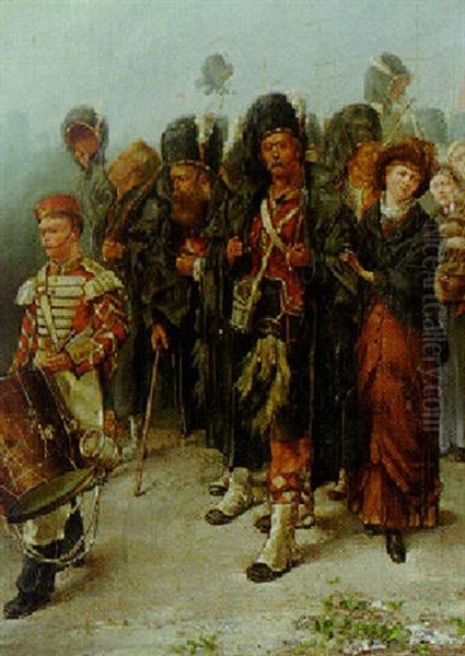 Leading The March Oil Painting by Pierre-Marie Beyle