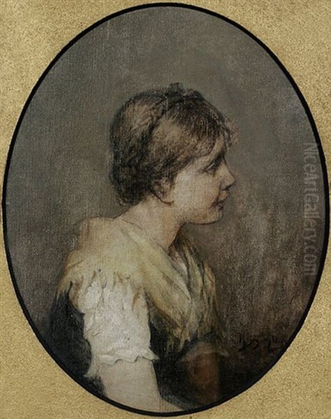 Bildnis Einer Jungen Dame Im Profil Nach Rechts Oil Painting by Robert Julius Beyschlag