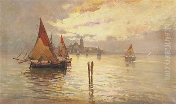 Fischerboote Vor Venedig Oil Painting by Bartolomeo Bezzi