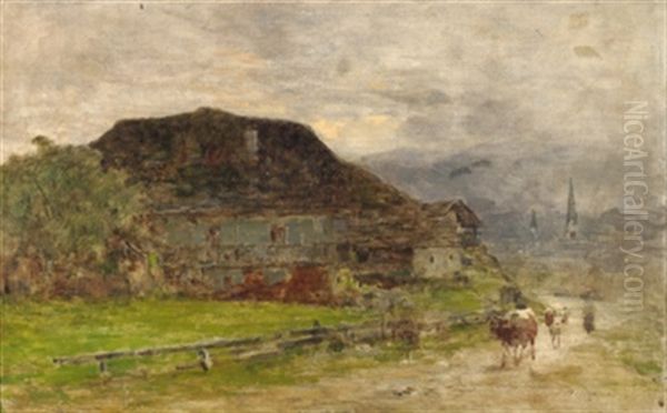 Nell'alto Adige (mattino) Oil Painting by Bartolomeo Bezzi