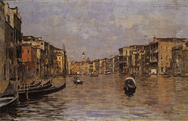 Gondole A Venezia Oil Painting by Bartolomeo Bezzi