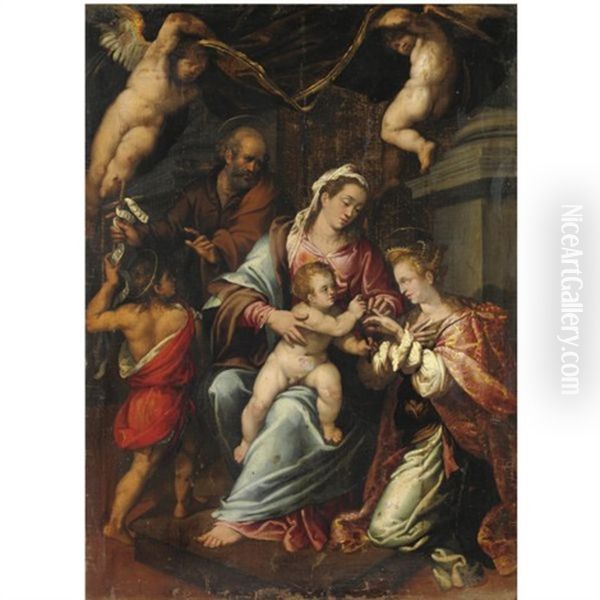 Matrimonio Mistico Di Santa Caterina Oil Painting by Giovanni Francesco (il Nosadella) Bezzi