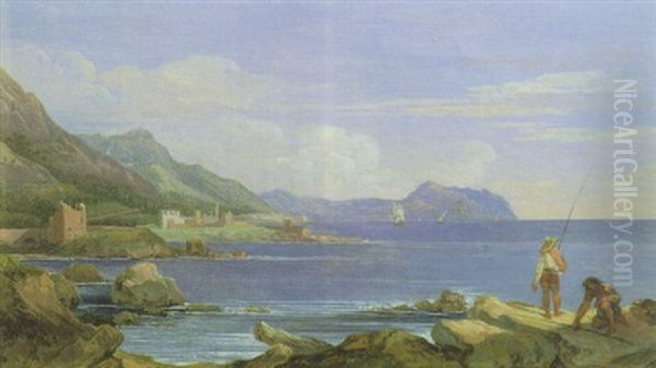 Veduta Della Costa Laziale Oil Painting by Giuseppe Bezzuoli