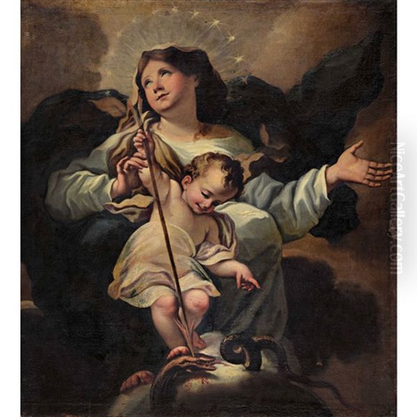 Strahlenkranzmadonna Mit Jesuskind, Das Die Schlange Totet Oil Painting by Federico Bianchi