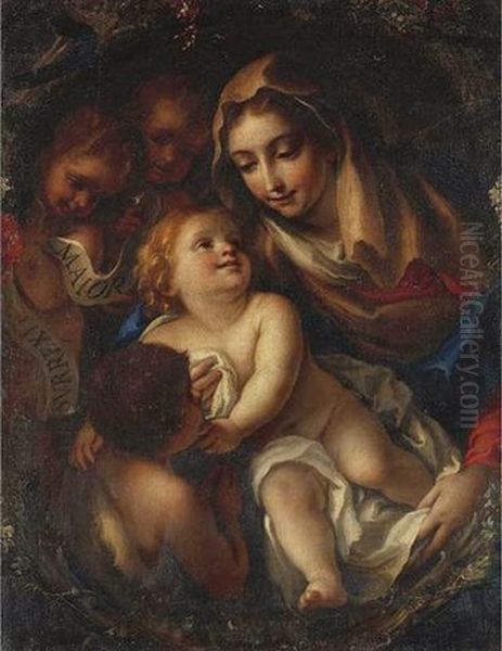 The Madonna And Child With The Infant Saint John The Baptist And Two Putti Oil Painting by Federico Bianchi