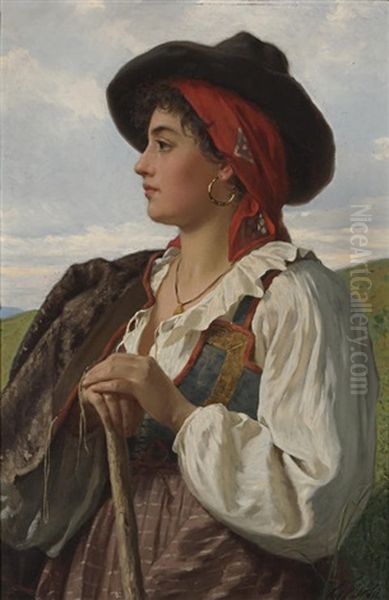 The Shepherdess Oil Painting by Luigi Bianchi