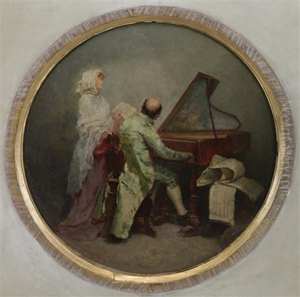 The Music Lesson Oil Painting by Mose di Giosue Bianchi