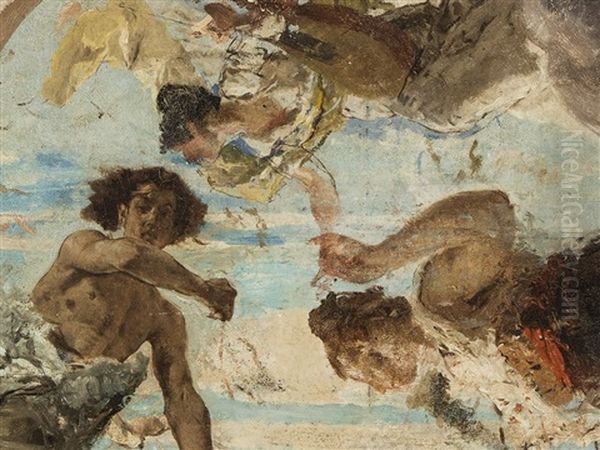 Study For A Ceiling Fresco Oil Painting by Mose di Giosue Bianchi