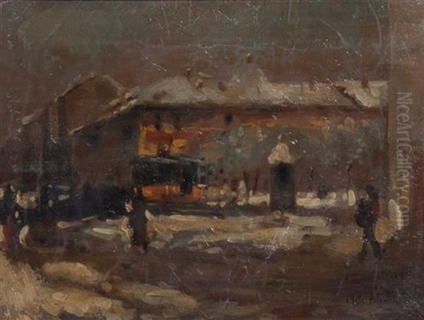 Milano Sotto La Neve Oil Painting by Mose di Giosue Bianchi