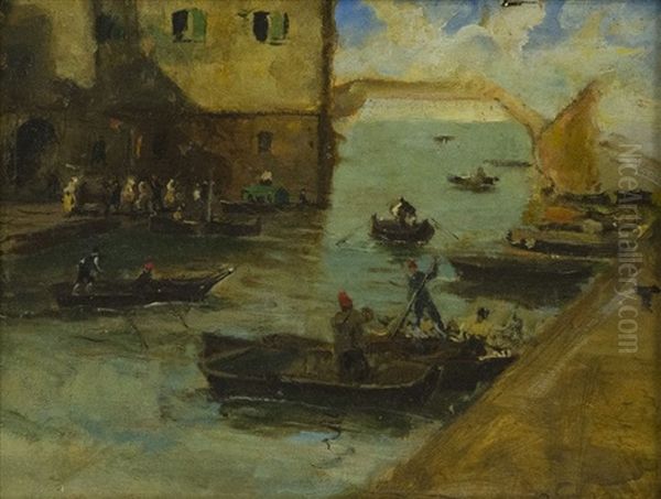 Studio Per Chioggia Oil Painting by Mose di Giosue Bianchi