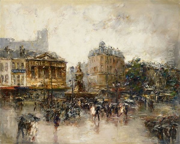 Place De Clichy, Paris Oil Painting by Mose di Giosue Bianchi