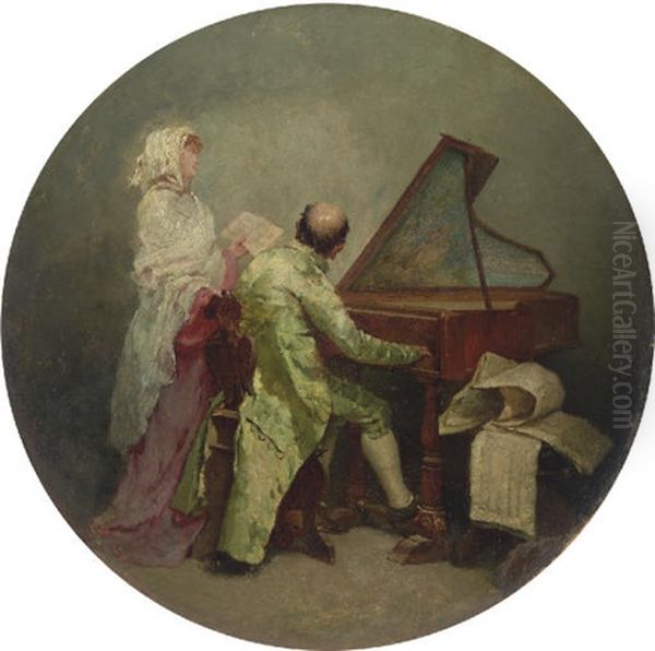 The Music Lesson Oil Painting by Mose di Giosue Bianchi