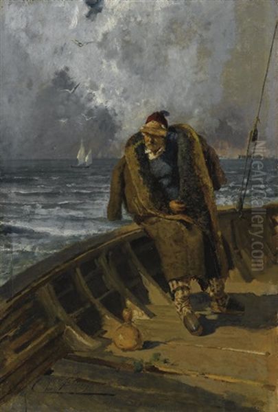 Lupo Di Mare Or Il Nocchiero Oil Painting by Mose di Giosue Bianchi