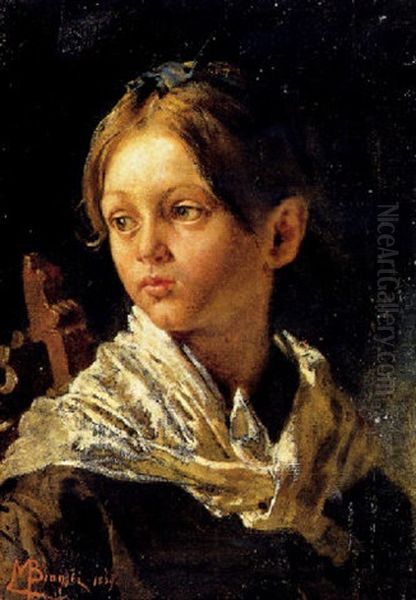 Ritratto Di Bambina Oil Painting by Mose di Giosue Bianchi