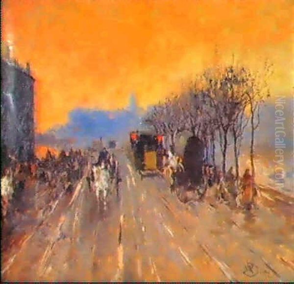 Tramonto A Milano Oil Painting by Mose di Giosue Bianchi