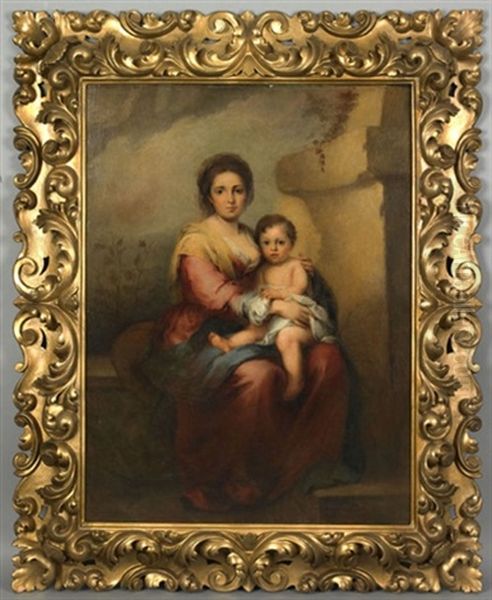 Portrait Of A Mother And Child Oil Painting by Charles Bianchini