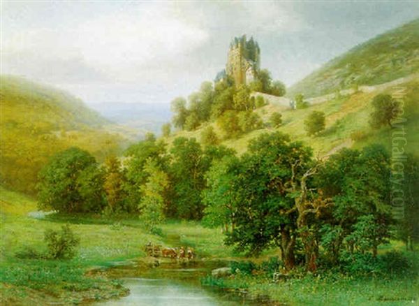 Eifellandschaft Mit Blick Auf Burg Eltz Oil Painting by Luigi Bianconi