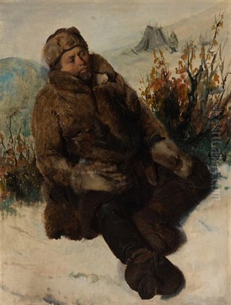 Lapon Dans La Neige Oil Painting by Francois Auguste Biard