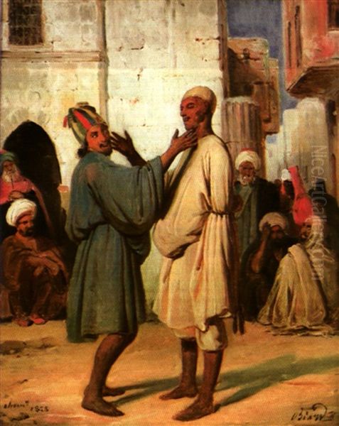 Le Jeu De La Main Chaude, Rue Au Liban Oil Painting by Francois Auguste Biard