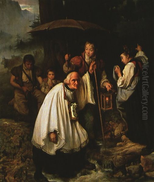 Kinder In Den Bergen Oil Painting by Francois Auguste Biard