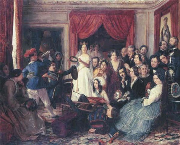 Divertissement Familial Oil Painting by Francois Auguste Biard