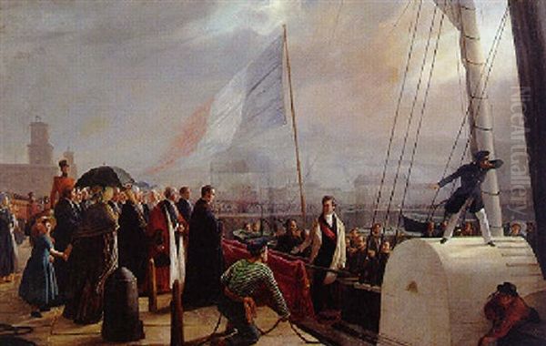 Le Depart De Douvres De Sa Majeste Le Roi, Octobre 1844 Oil Painting by Francois Auguste Biard