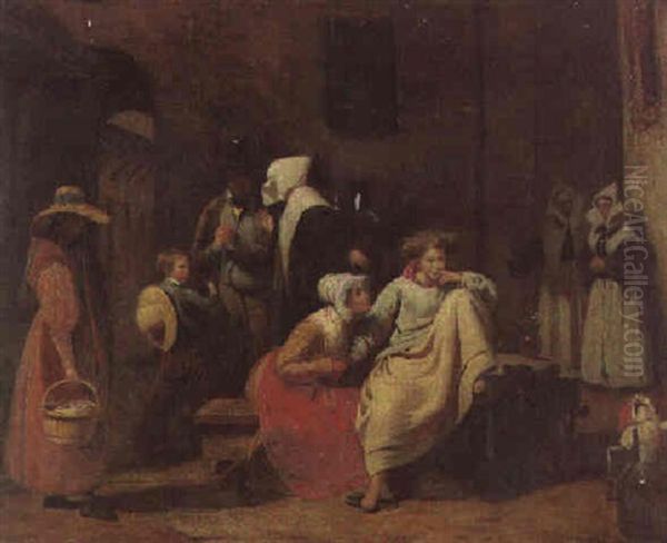 In The Asylum Oil Painting by Francois Auguste Biard