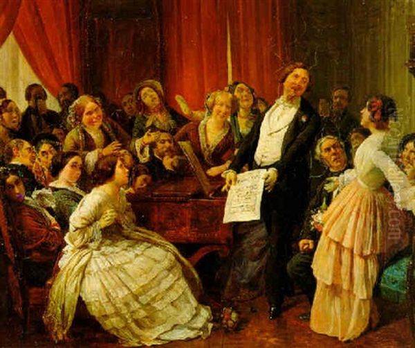 Triomphe D'un Tenor Dans Une Matinee Musicale Oil Painting by Francois Auguste Biard