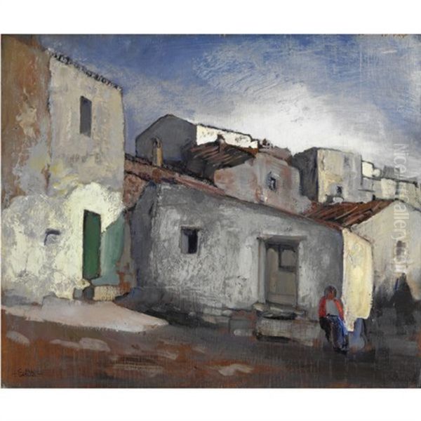 Case A Sassari Oil Painting by Giuseppe Biasi