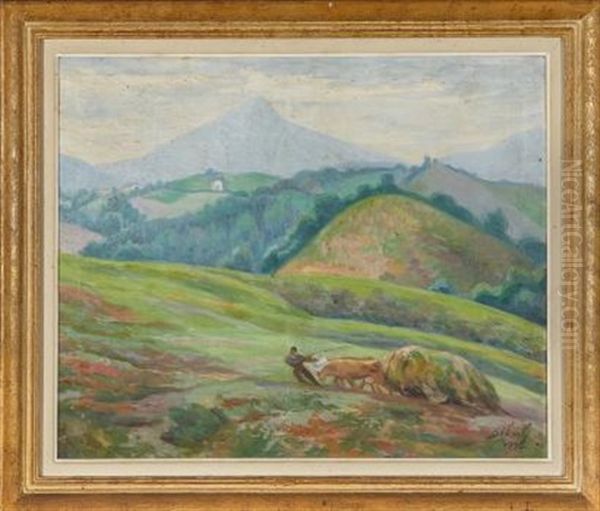 Le Bouvier Dans La Montagne Oil Painting by Francois Ignace Bibal