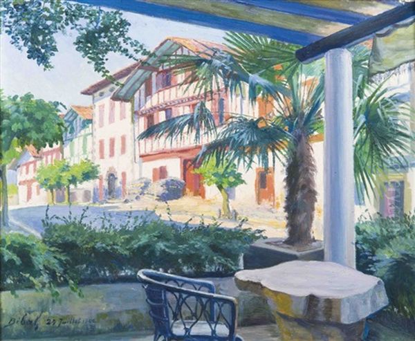 Sur La Terrasse Au Pays Basque Oil Painting by Francois Ignace Bibal