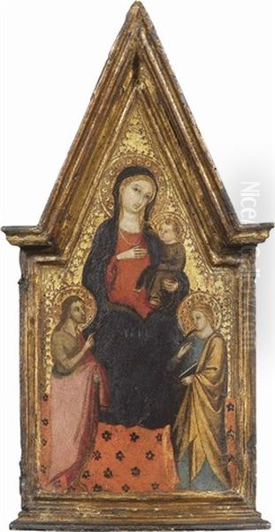 Madonna Col Bambino Tra I Santi Giovanni Battista E Caterina D'alessandria Oil Painting by  Bicci di Lorenzo